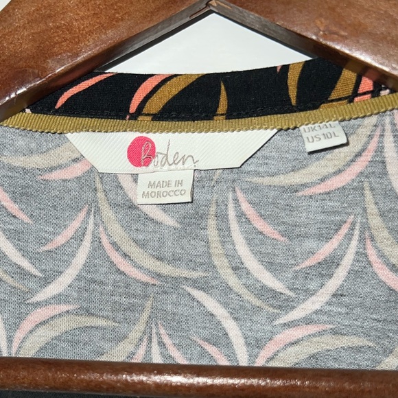 Boden Elodie Wrap Dress Long Sleeve Jersey Black Pink Gold Floret Print Size 10L - Picture 6 of 13